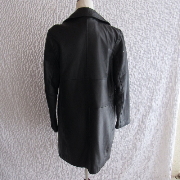 Y2K Lamb Leather Sleek Black Jacket Womens 7/8 S Patchwork Design Express - Picture 14 of 16